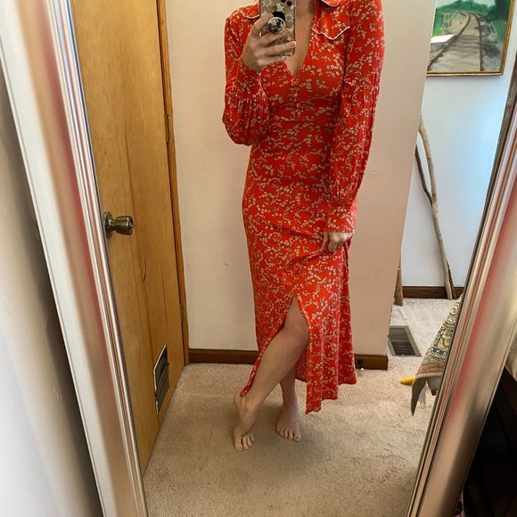 ASOS Dresses & Skirts - ASOS Vintage Inspired Red Floral Prairie Western Long Sleeve Maxi Dress